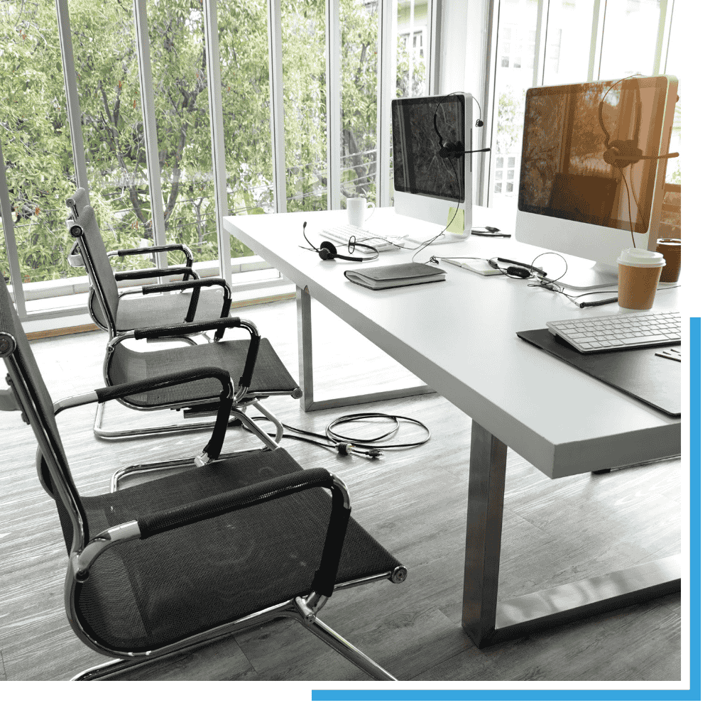 A clean, organized office desk in a Sevierville business after a professional office cleaning service.